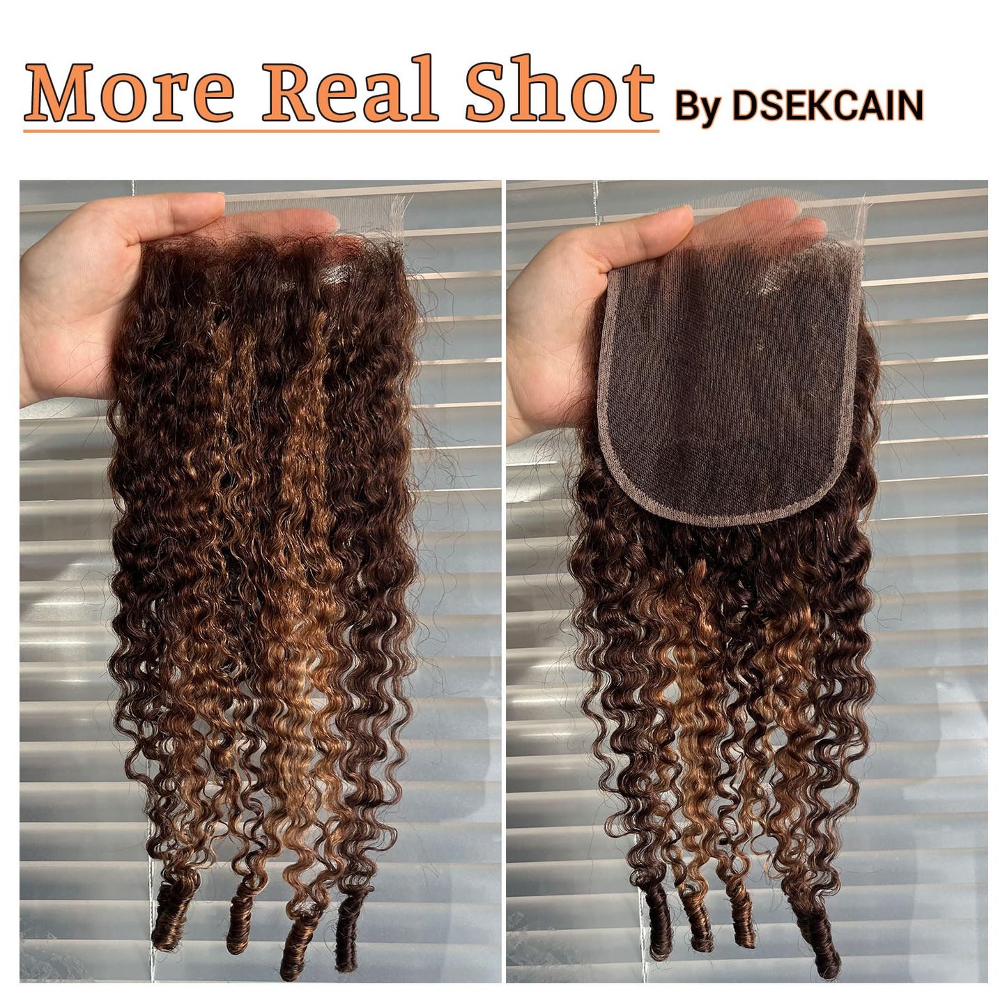 DSEKCAIN Highlight 5x5 Burmese Curly Closure P4/27 100% Real Human Hair Burmese Curly With Spiral Curl End 5x5 Transparent HD Lace Closure Brown Honey Blonde Piano Color 12 Inch
