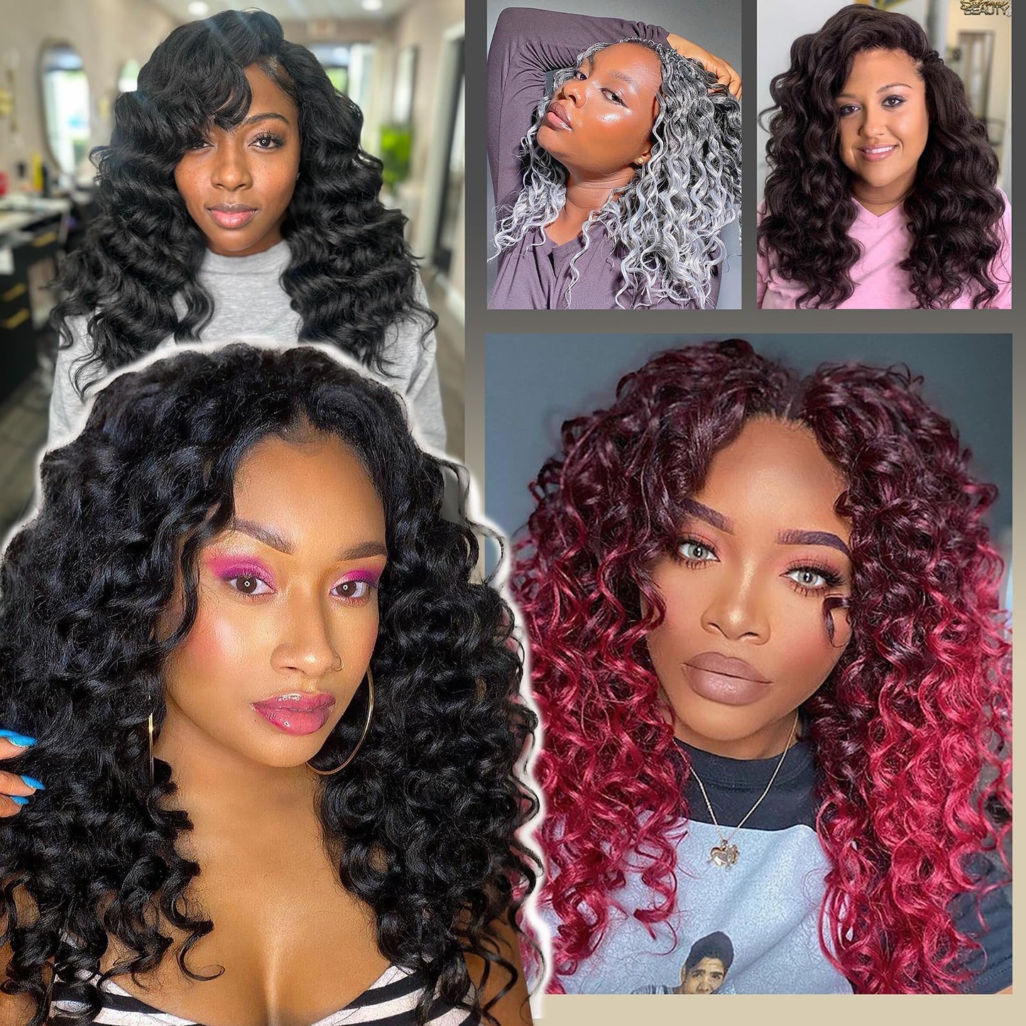 Ocean Wave Crochet Hair Pre Looped Curly Crochet Hair for Black Women Short Deep Wave Pre Looped Synthetic Crochect Hair 18 Inch 9 Packs (1B)