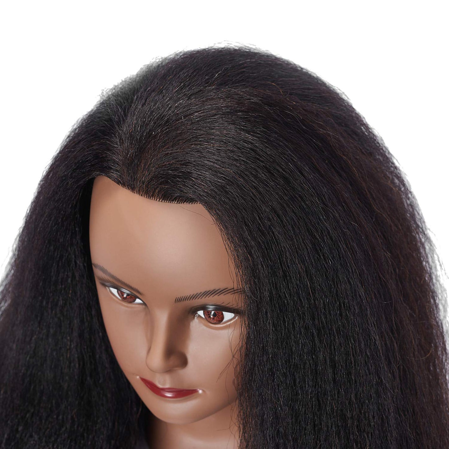 Hairlink 100% Real Hair Afro Mannequin Head Hairdresser Hair Styling Training Head Dolls for Cosmetology Manikin Maniquins Practice Head with Stand (6611B0216)