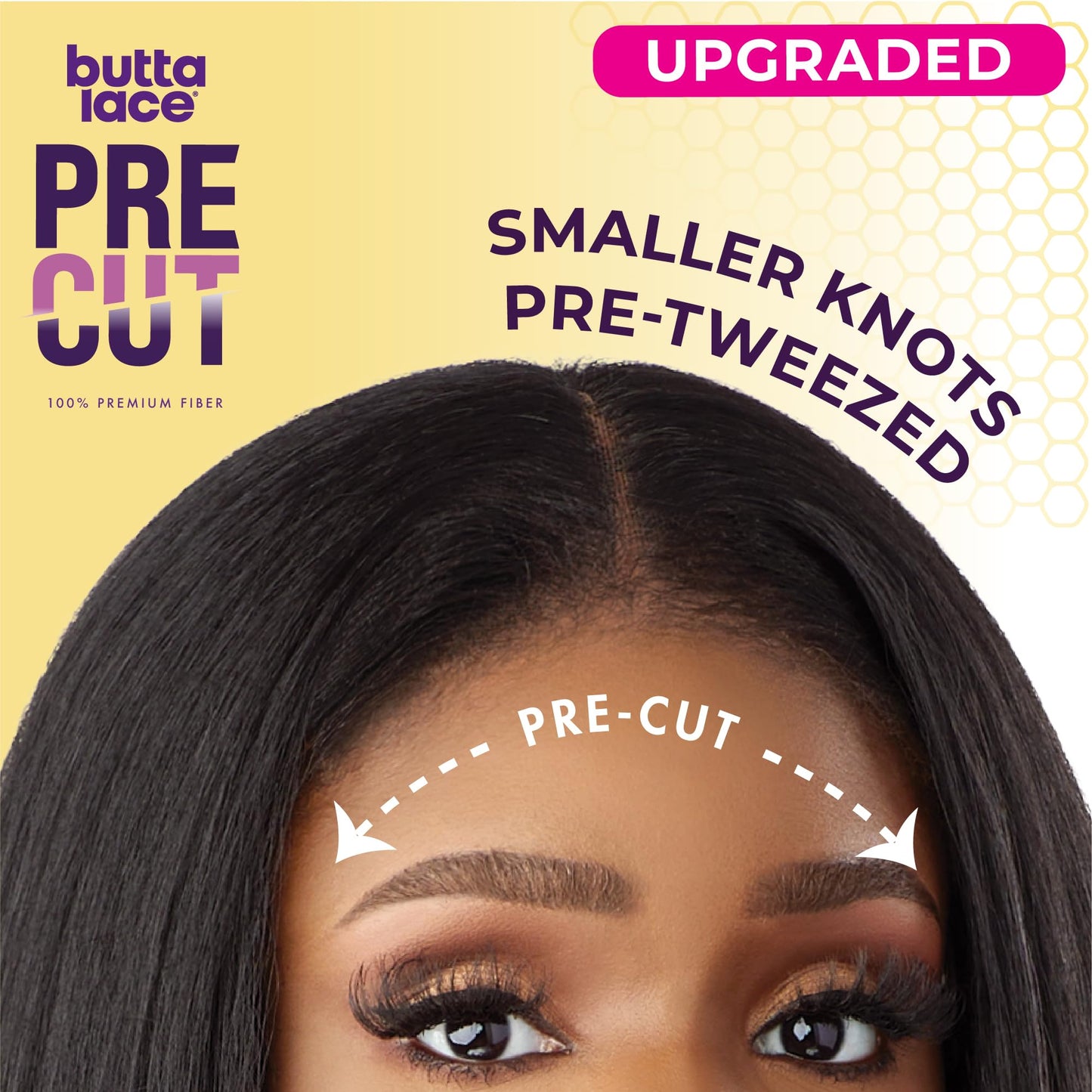 Sensationnel Butta Lace Precut Wigs - Unit 2 Glueless Extra Wide 5 Inch Deep Parting Synthetic Pre Tweezed Smaller Knot Hairline (1B OFFBLACK)