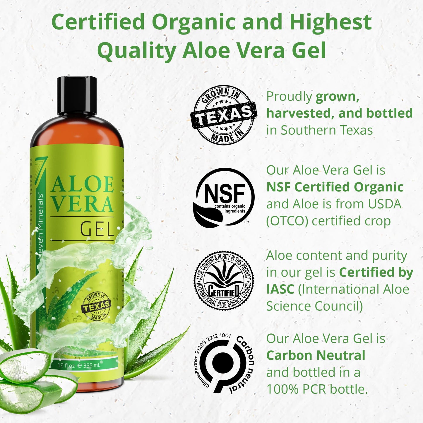 Seven Minerals Fermented Rice Water with Rose Water, Organic Aloe Vera Gel, & MSM