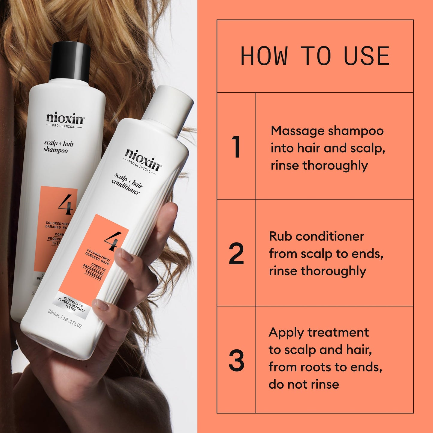 Nioxin Scalp + Hair Thickening System 4 Kit | For Colored, Dry, & Damaged-Hair with Progressed Thinning | Cleanse, Condition, & Treat + Fall Defense Intensive Daily Leave-In Treatment Serum | Bundle