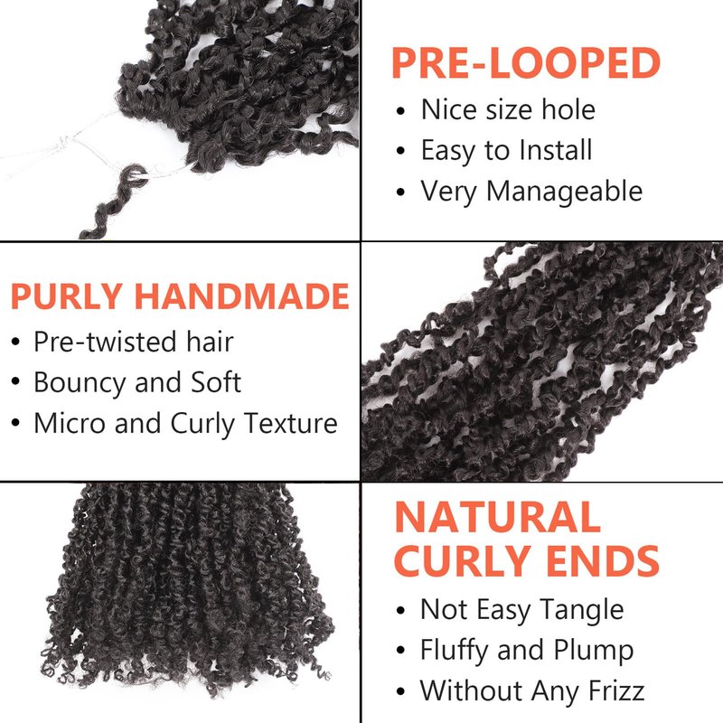 Yanky Twist Crochet Hair 16 Inch 8 Packs Crochet Yanky Twist Spring Mini Twist Mini Passion Twist with Curly Ends Synthetic Braids(30)