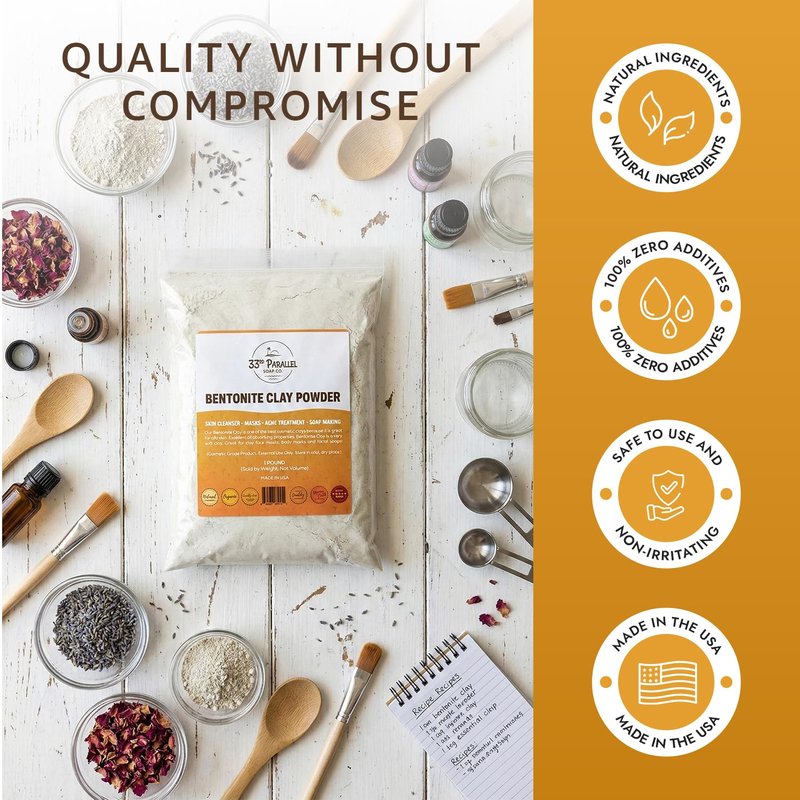 BENTONITE Clay Powder (5 LBS / 80 oz) 100% Natural Cosmetic Grade | 325 Mesh – Fine Powder | Facials, Face Mask, Soap Making, Creams & Lotions, Bath Bombs | (5 Pound)