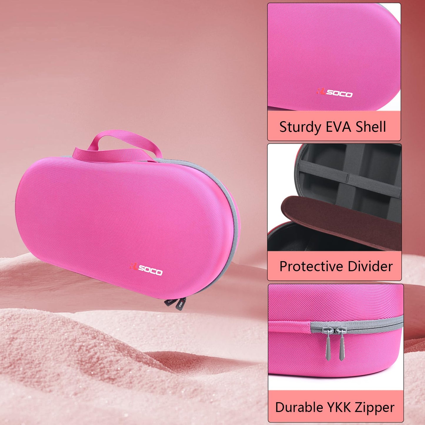 RLSOCO Carrying Case for Dyson Airwrap i.d./Airwrap Co-anda2x Multi-Styler and Dryer - Fits 4pcs Long Barrels or Short Barrels - Pink (Case Only,Hair Styler is not Included)