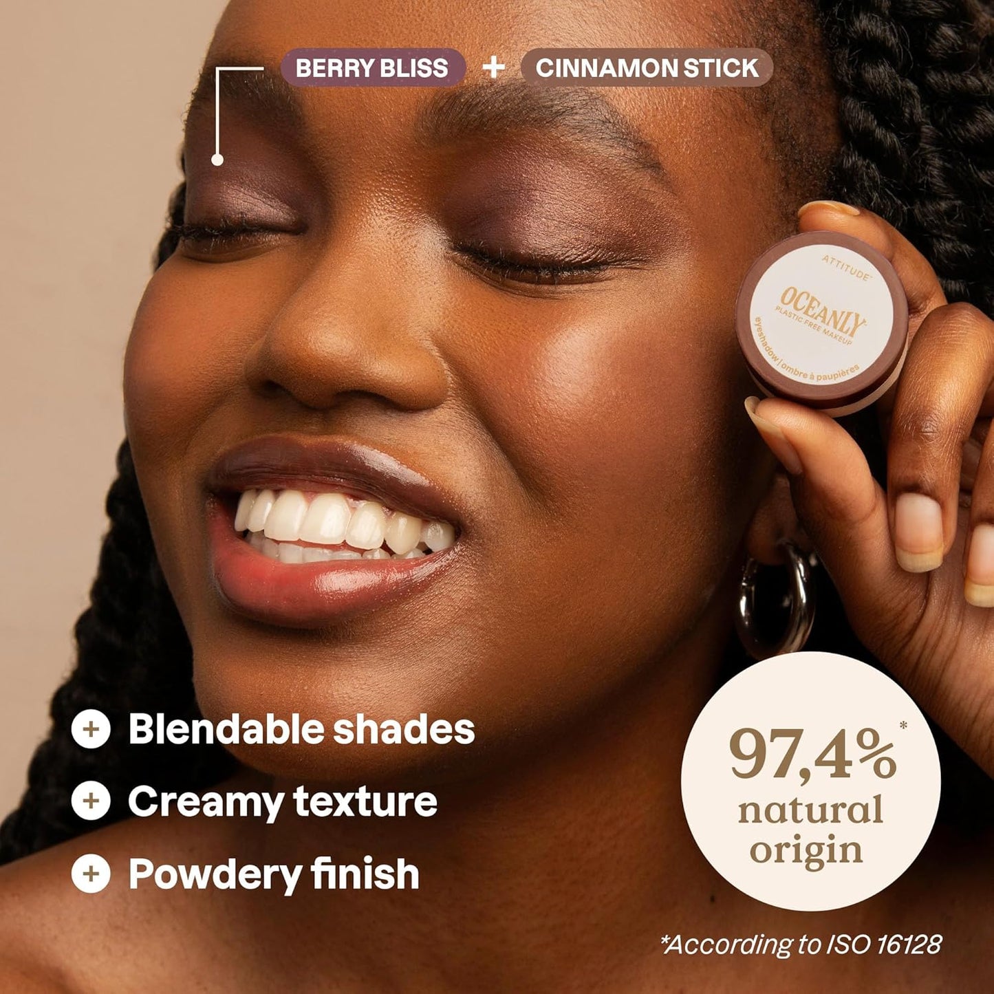 Oceanly Eyeshadow - EWG Verified Shimmer Cream | Vegan & Plastic-Free, Berry Bliss, 0.16 Fl Oz