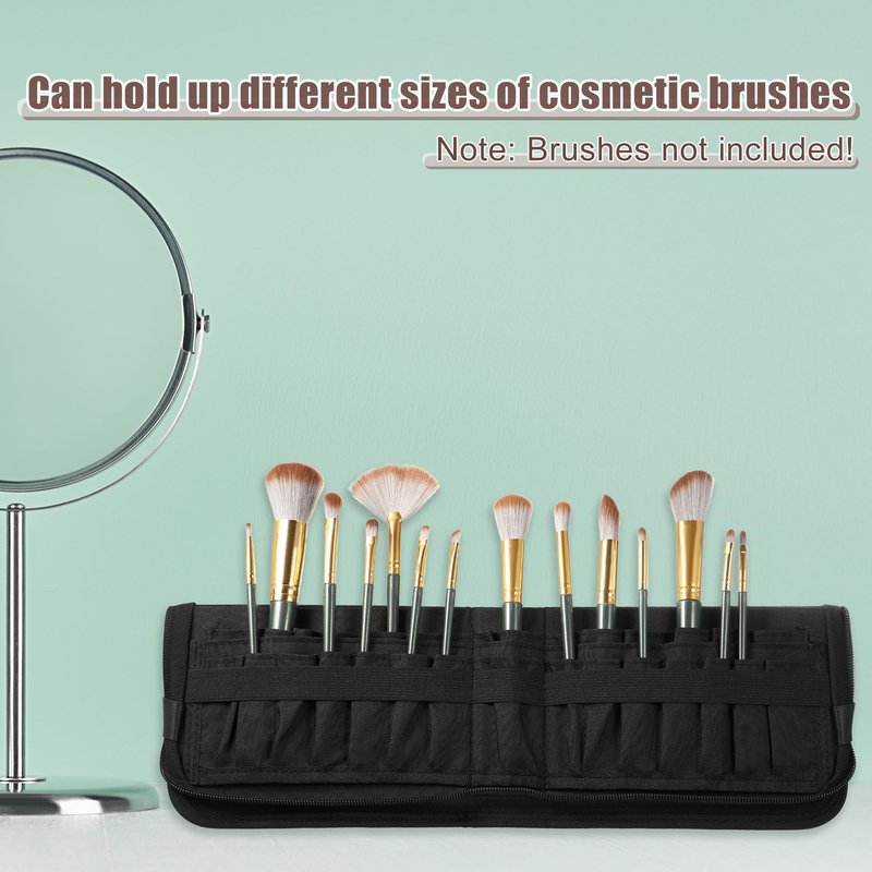 VOCOSTE Foldable Makeup Brush Holder, 29 Pockets Makeup Brush Organizer, Stand-up Makeup Brush Travel Bag Cosmetic Case, Portable Travel Makeup Brushes Case Handbag