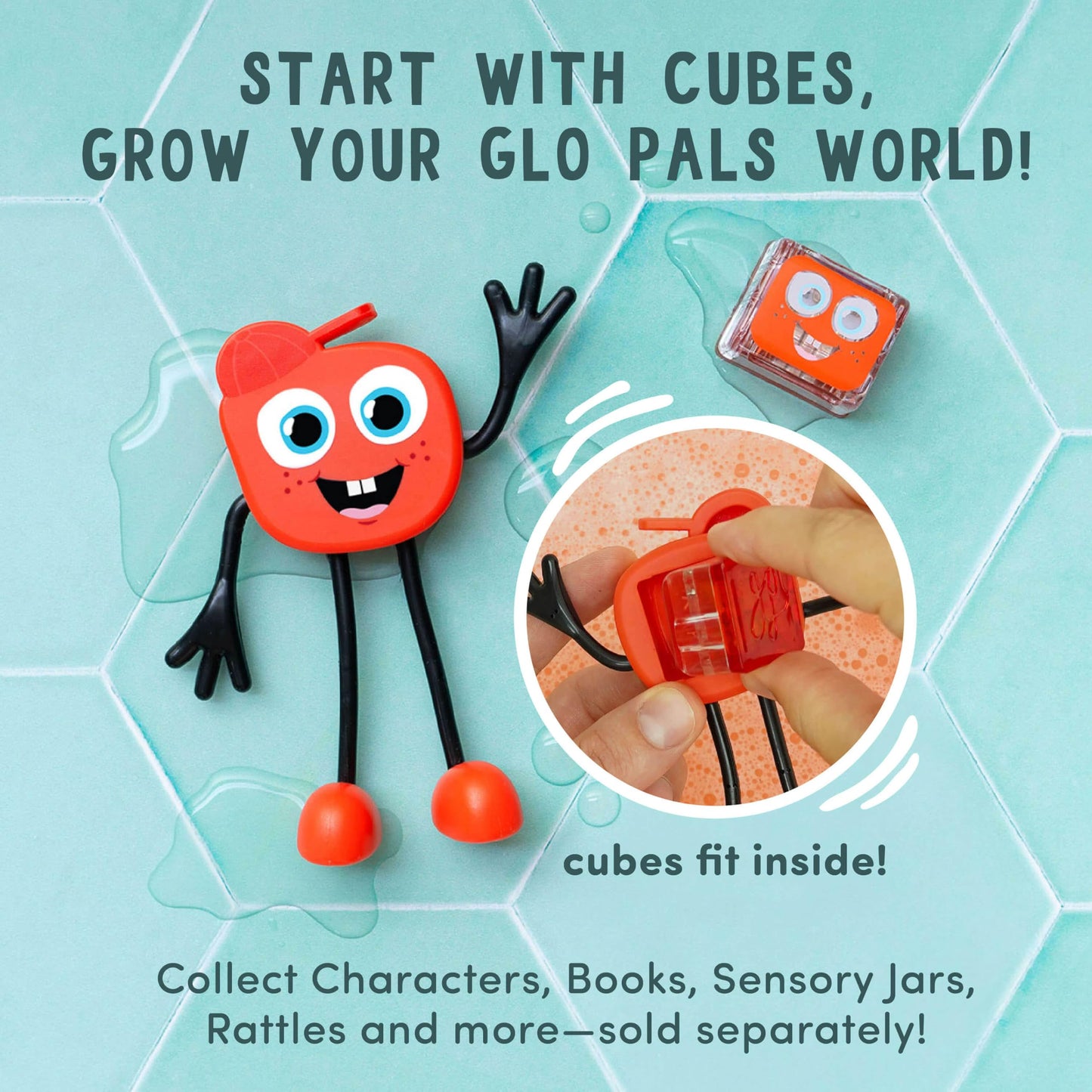 Glo Pals Water-Activated Light-Up Bath Toy Cubes, 4 Colors, 12 Pack