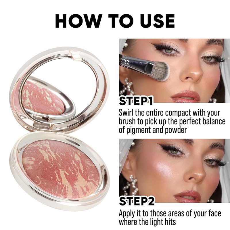 Brighten Lighting Marbleized Blush - Lightweight Shimmery Satin Face Makeup | Cruelty-Free, Shape & Contour