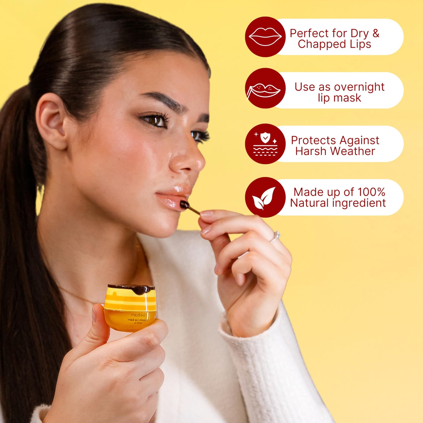 Original My Bee Balm Lip Balm – Propolis Hydrating Balm – Pot for Dry, Chapped & Cracked Lips – Deeply Moisturizes & Hydrates Lips with Organic Beeswax & Vitamin E