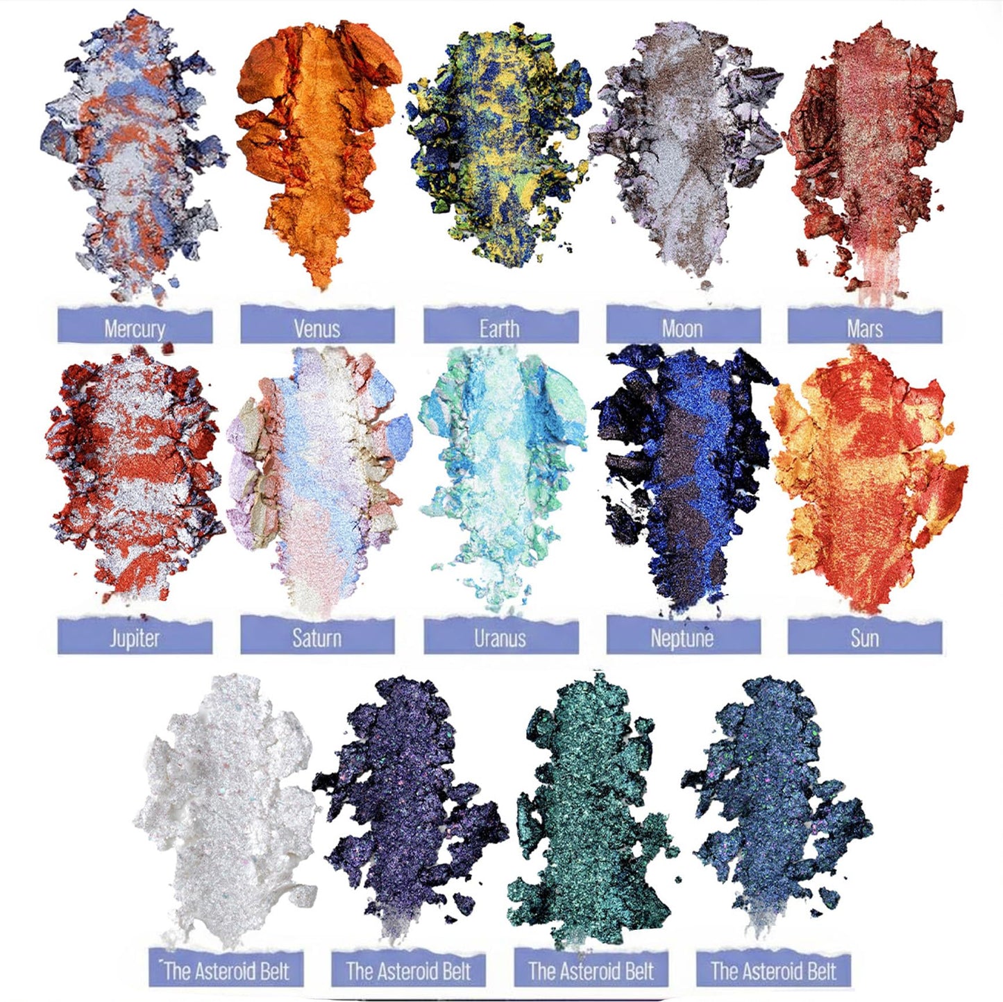 Tintark Galactic Assemble Eyeshadow Palette, 14 Solar System Shimmer Shades, 3D Planet Design, Wet Pressed Metallic Powder, Talc Free Vegan Galaxy Makeup Gift for Women Teens