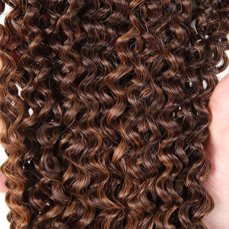 Condescension Human Hair Bundles 10 12 14 Inch Chocolate Brown P4/30 Jerry Curly Bundles Human Hair 100% Unprocessed Soft Sewn In Hair with Double Weft for Black Women