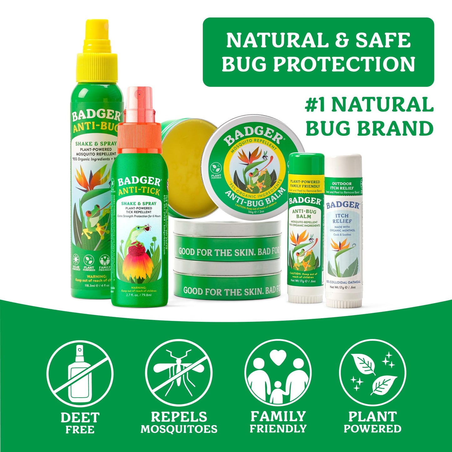 Badger Bug Spray, 3-Hour DEET-Free Mosquito Repellent, Family Friendly, Citronella & Organic Essential Oils, Natural & Vegan Insect Repellent Spray, 4 fl oz Aluminum Bottle