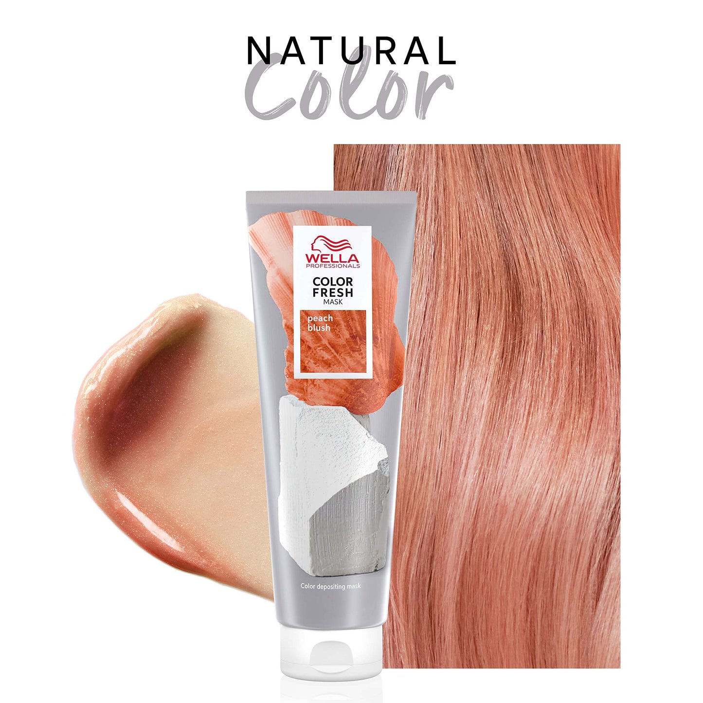 Wella Professionals Color Fresh Mask | Peach Blush | Natural Shade | Hair Color-Depositing Mask | Vegan Formula with Avocado Oil | Zero Damage | Silicone Free | 5 Fl Oz