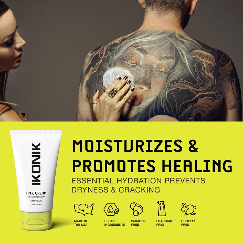 IKONIK Epik Tattoo Aftercare Cream - Tattoo Cream Aftercare Kit for Tattoo Care, Reducing Inflammation & Promoting Tattoo Healing | Tattoo Moisturizer to Bring Back Skin Moisture & Revive Ink (50ml)