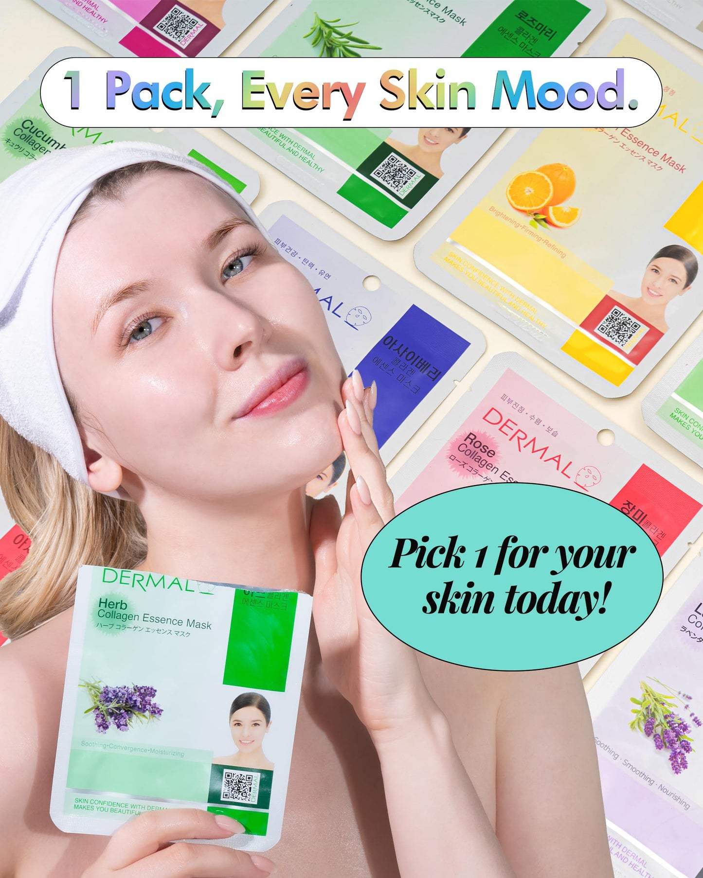 DERMAL 78 Collagen Korean Essence Sheet Mask, 39-Formula Variety, 2 Each