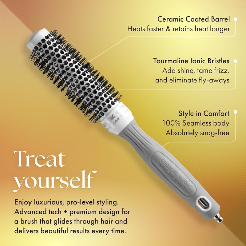 Olivia Garden Ceramic Ion Round Thermal Hair Brush | Professional Blowout Tool for Normal to Thick Hair