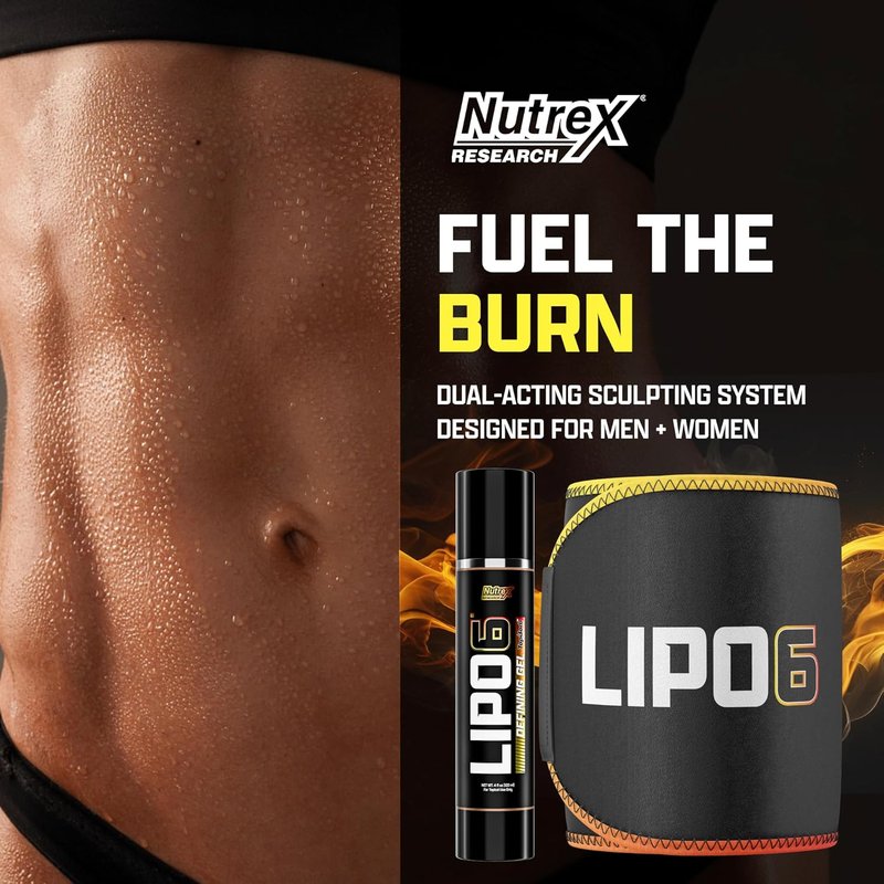 Lipo6 Defining Gel - Sweat Enhancing Cream for Weight Loss | Waist Trimmer Bundle for Men & Women