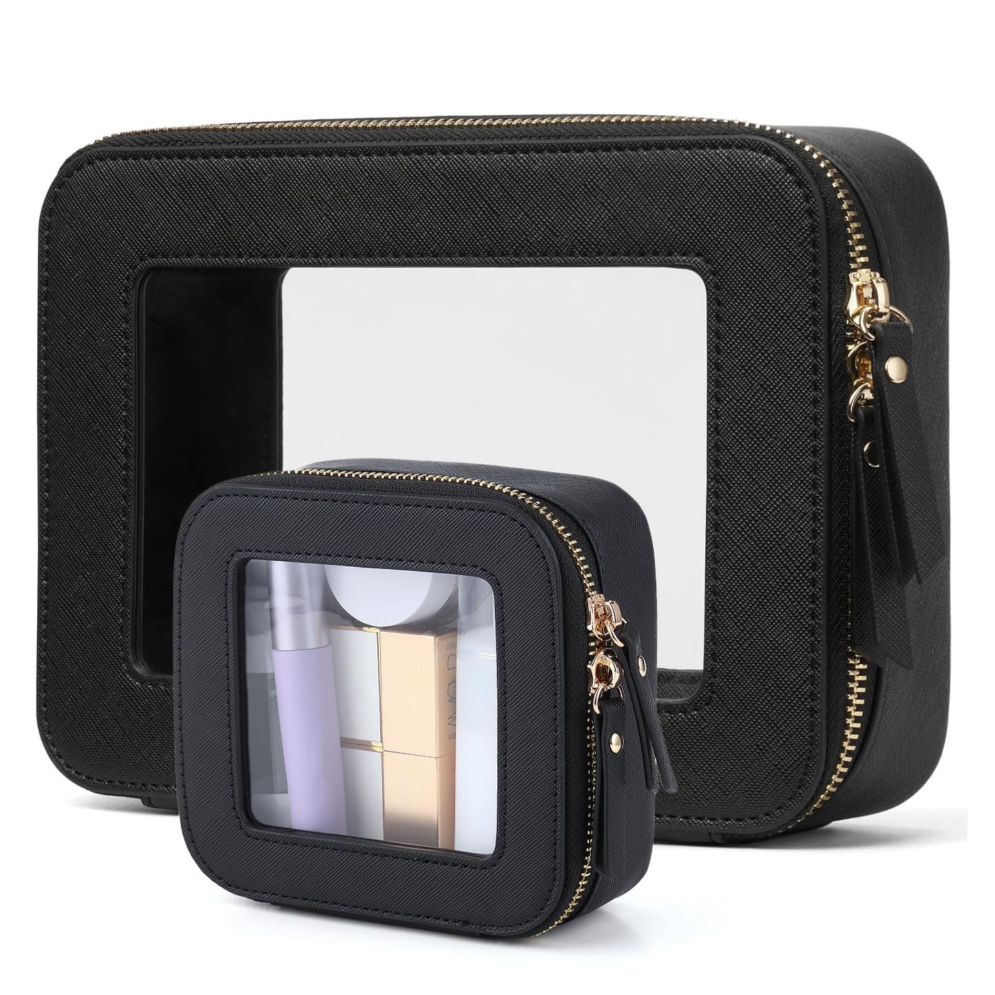 FASAOH Clear Makeup Bag with Mini Cosmetic Bags,Travel Toiletry Bag for Women,Portable Cosmetic Bag Case, Transparent Waterproof Cosmetic Organizer Storage Bag for Women Men