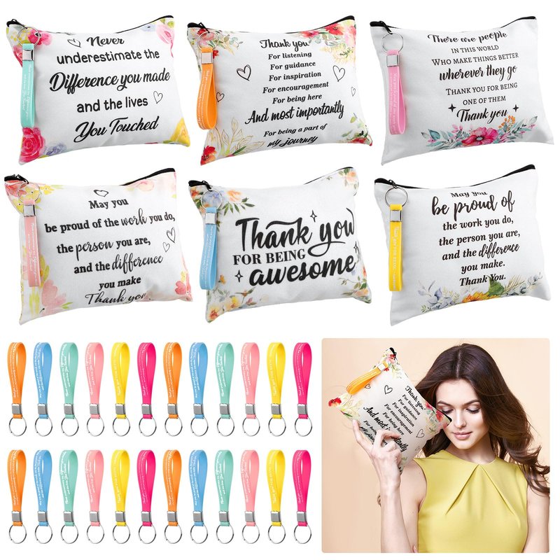 Panelee 48 Pcs Graduation Inspirational Gifts Makeup Cosmetic Bag Bulk with Zipper Keychain Bibles Employee Appreciation Makeup Bags Motivational Gift for Ladies Women Teacher Coworker Gifts