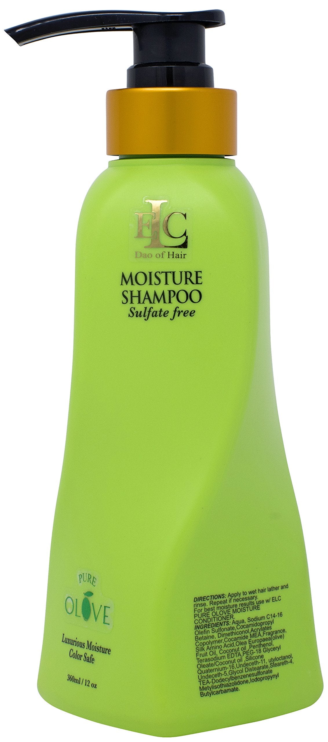 ELC Pure Olove Moisturizing Shampoo (12oz)- Sulfate Free Color Safe Shampoo Moisturizes, Nourishes, Balances & Repairs, Dry, Keratin Smoothing Treated, Multi Textured Hair.
