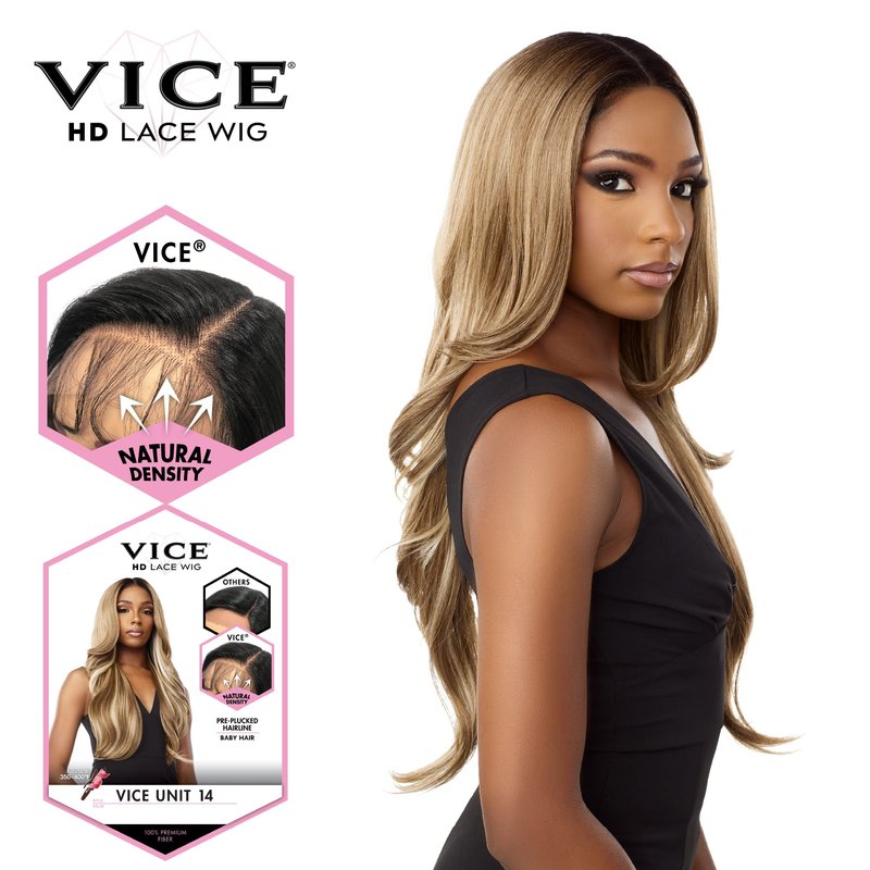 Sensationnel Vice Lace Front Wigs - Unit 14 5 Inch Deep Part Synthetic Preplucked Hairline (1B OFFBLACK)
