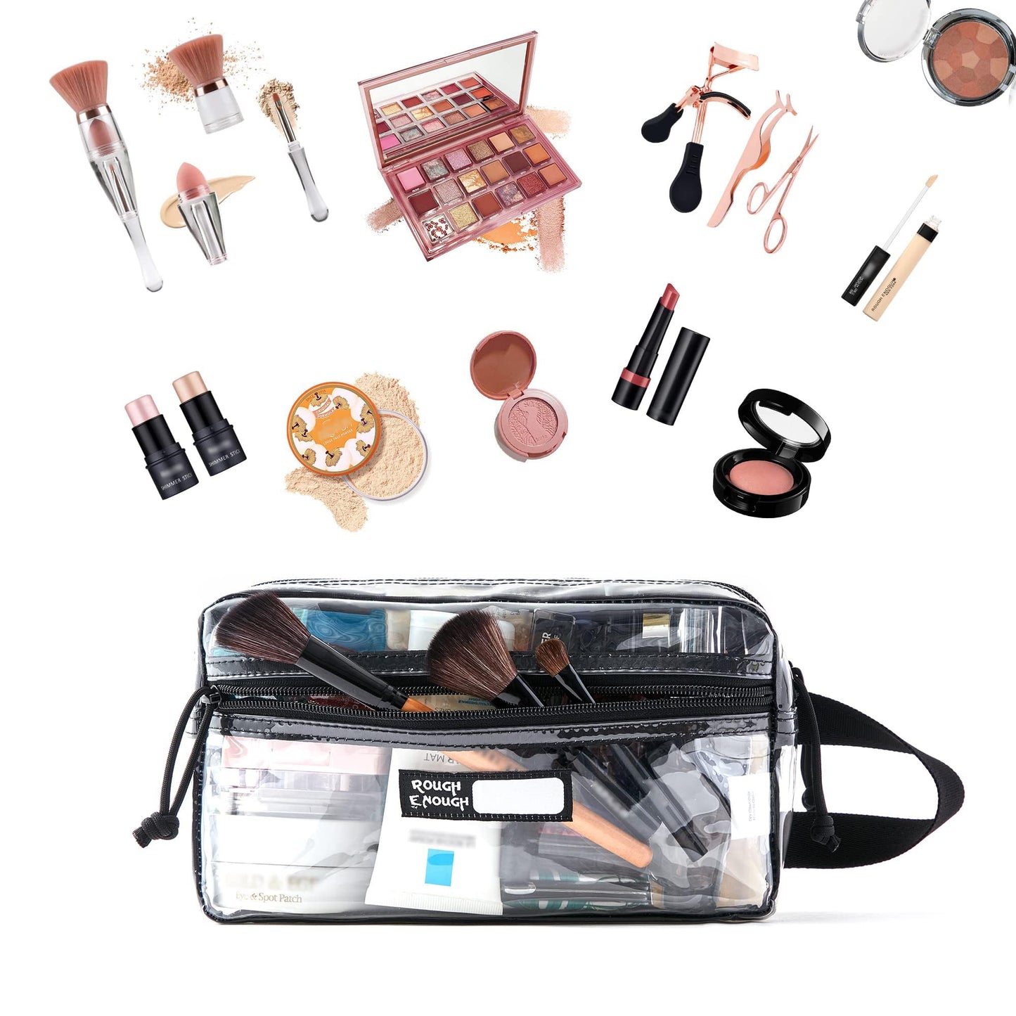 Rough Enough Clear Travel Toiletry Bag for Men Women Traveling Toiletries Essentials Shaving Hygiene Dopp Kit