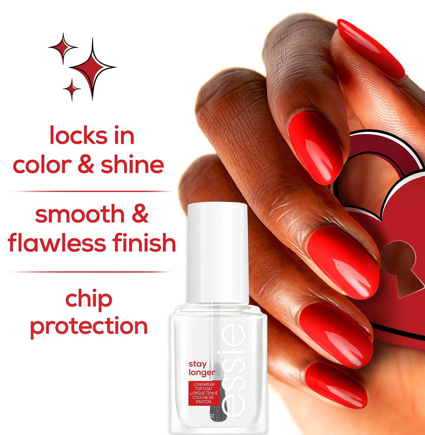 essie Nail Care, Salon-Quality Longwear Top Coat, 8-Free Vegan, Stay Longer, 0.46 fl oz