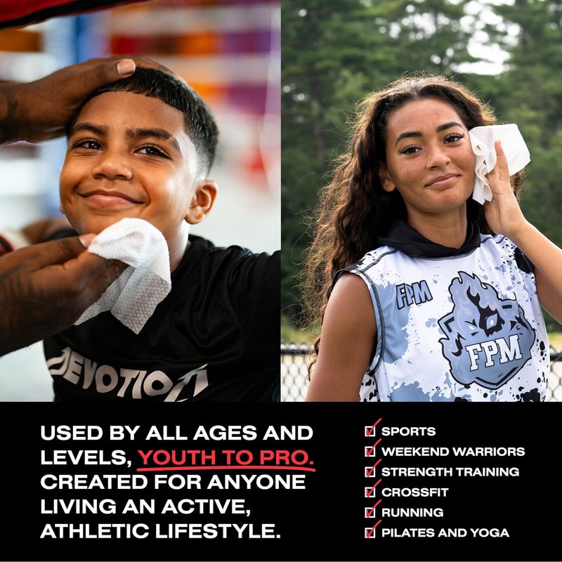 GamePlan Sport Face & Body Wipes | Biodegradable, Non-Sticky, Removes Sweat & Dirt - 2 Pack