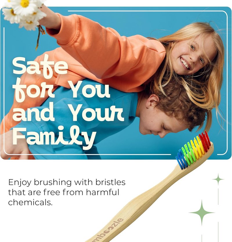Eco-Friendly Kids Toothbrush - Sustainable Bamboo Design, Biodegradable & Stylish | Unicorn, Pack of 3