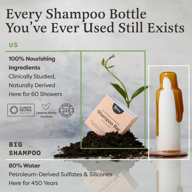 The Earthling Co. Volumizing Shampoo & Conditioner Bar Set For Thickening, Fullness, Strength, and Growth - Sulfate, SIlicone, Paraben Free for Thin, Flat, Fine Hair - Made in USA (Vanilla Coconut)