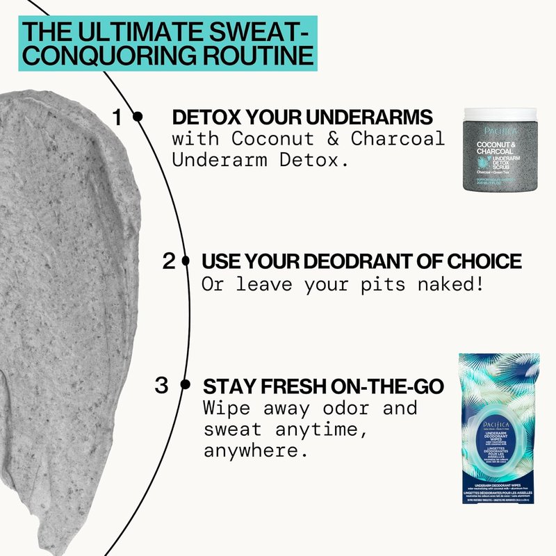 Pacifica Coconut Milk Deodorant Wipes - Aluminum-Free, Vegan, 30 Wipes (4-Pack)