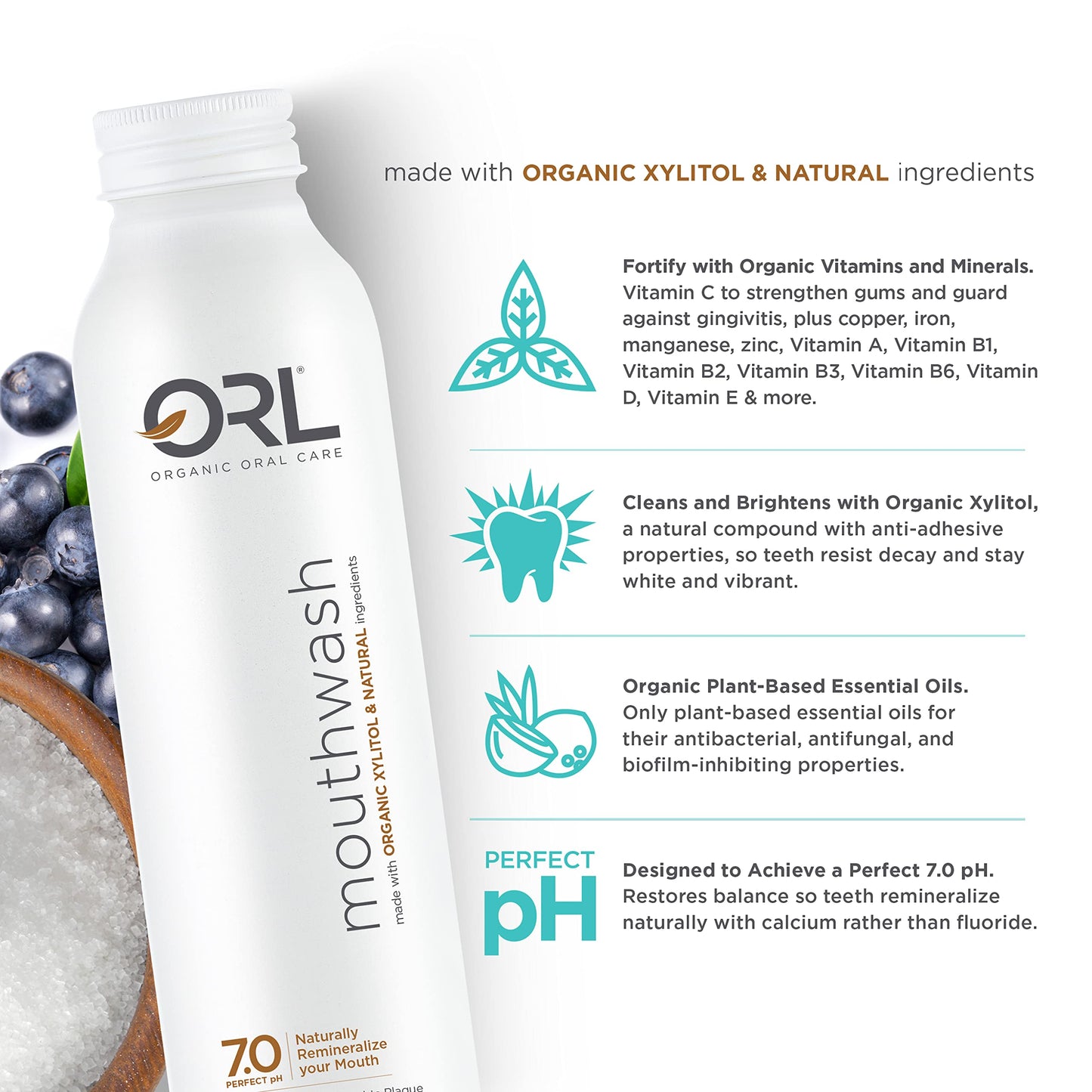 Natural & Organic Alcohol-Free Mouthwash Uniquely Formulated to Clean Your Mouth, Whiten Your Teeth, Strengthen Tooth Enamel with 7.0 pH Balance. Eco-Friendly Aluminum Bottle. Cinnamint. 16.9 oz.