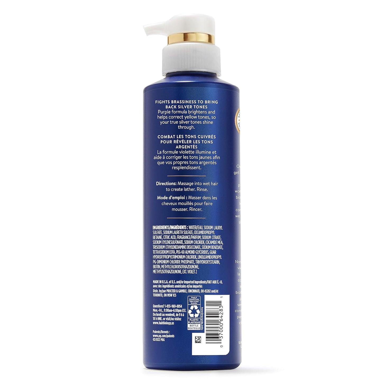 Hair Biology Biotin-Infused Purple Shampoo & Conditioner Set - Anti-Brassiness, Moisturizing | 12.8 Fl Oz Each, 2 Pack
