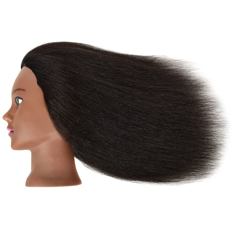 QACIEH Real 100% Human Hair Mannequin Head for Hairdresser Practice Styling Braiding Manikin Cosmetology Doll Training Head with Stand