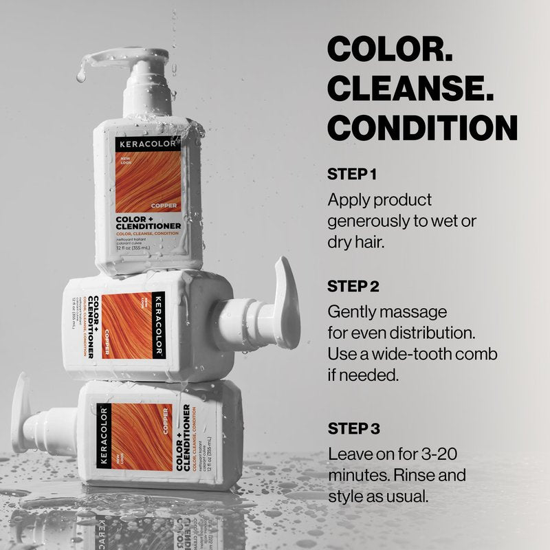 Keracolor Clenditioner COPPER Hair Dye - Semi Permanent Hair Color Depositing Conditioner, 12 Fl. Oz.