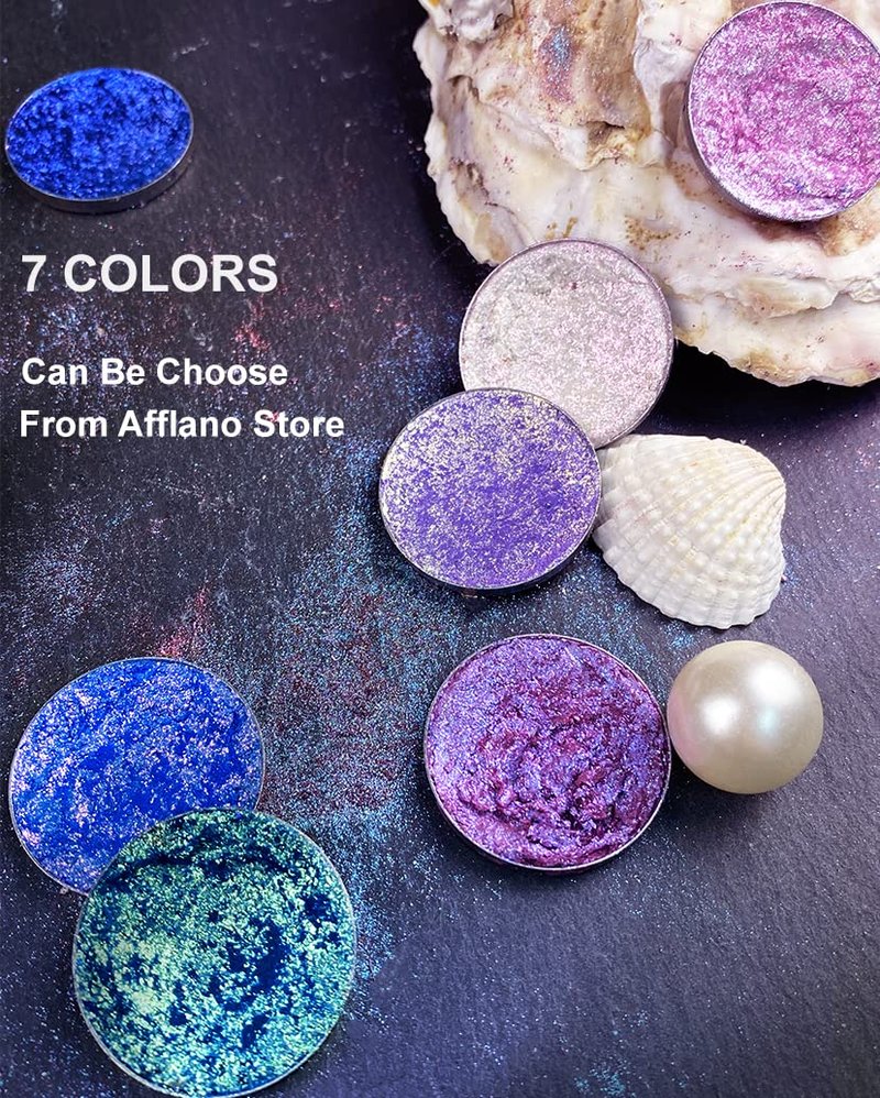 Afflano Single Green Eyeshadow Shimmery, Highly Pigmented Multichrome Eye shadow Color Changing, Sparkle Forest Green Glitter Eyeshadow Palette, Holographic Emerald Chrome Eye Shadow for Eye Makeup