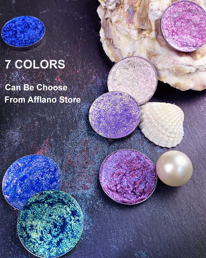 Afflano Single Green Eyeshadow Shimmery, Highly Pigmented Multichrome Eye shadow Color Changing, Sparkle Forest Green Glitter Eyeshadow Palette, Holographic Emerald Chrome Eye Shadow for Eye Makeup