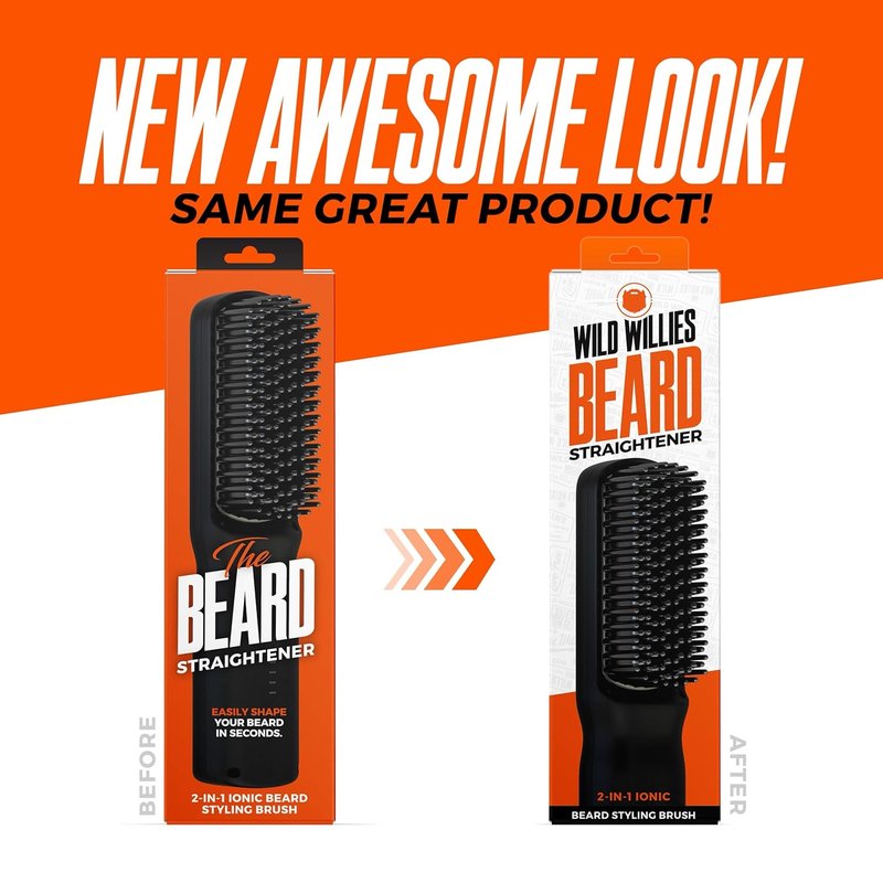 Beard Straightener for Men - Tourmaline Ceramic Heated Brush | 3 Temperature Settings, Ionic Technology, 400°F