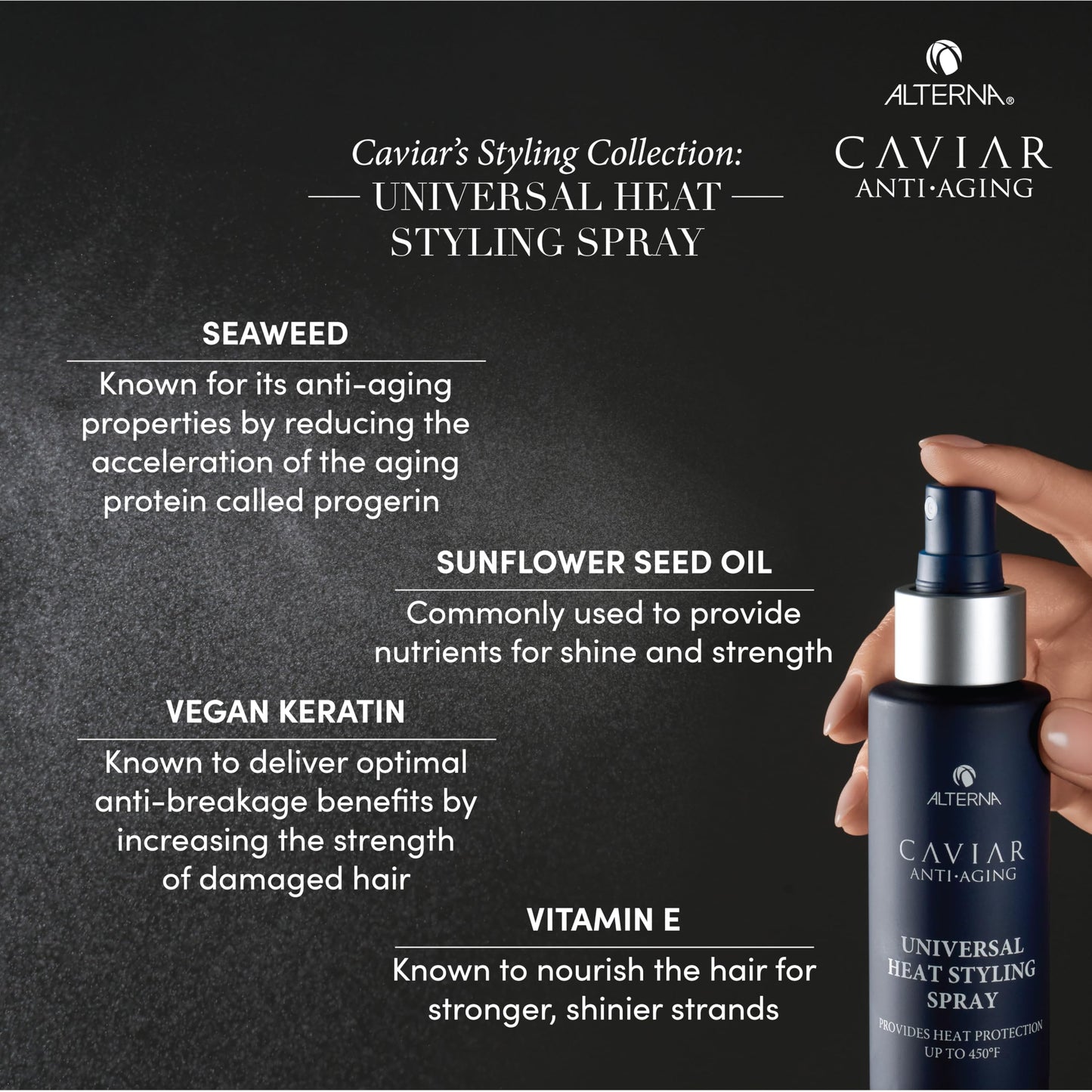 Alterna Haircare CAVIAR Anti-Aging Universal Heat Styling Spray 4.2 Fl Oz | Heat Protectant for Wet or Dry Hair | Detangles, Smooths, and Softens | Eliminates Frizz, Resists Humidity | All Hair Types