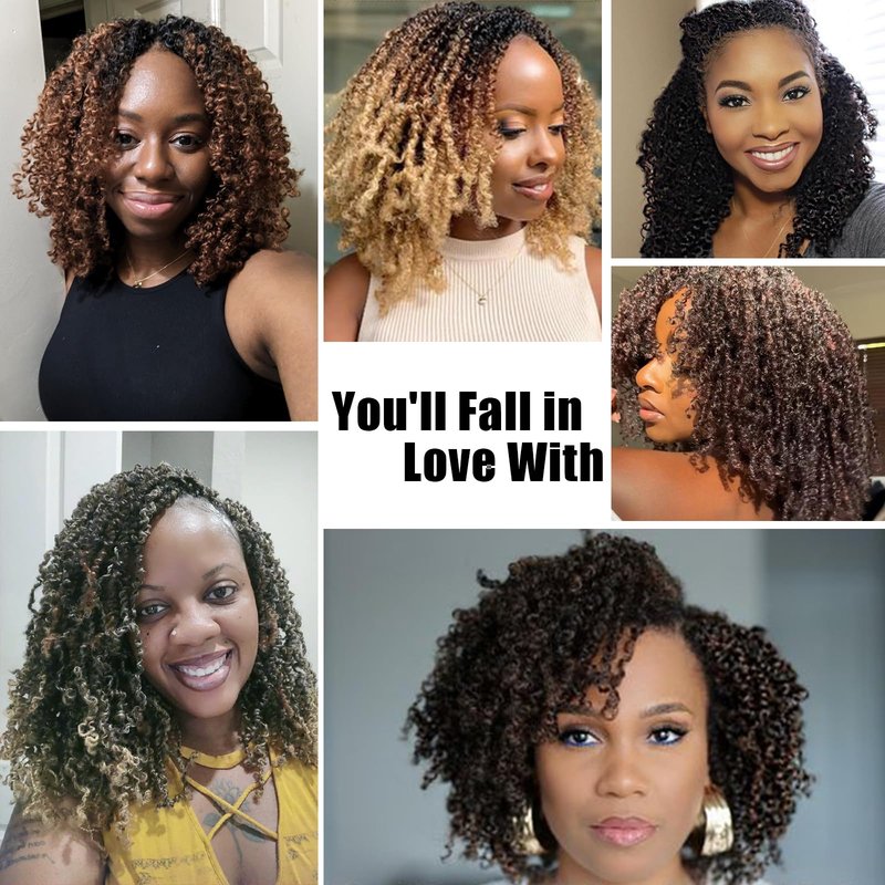 Yanky Twist Crochet Hair 16 Inch 8 Packs Crochet Yanky Twist Spring Mini Twist Mini Passion Twist with Curly Ends Synthetic Braids(30)
