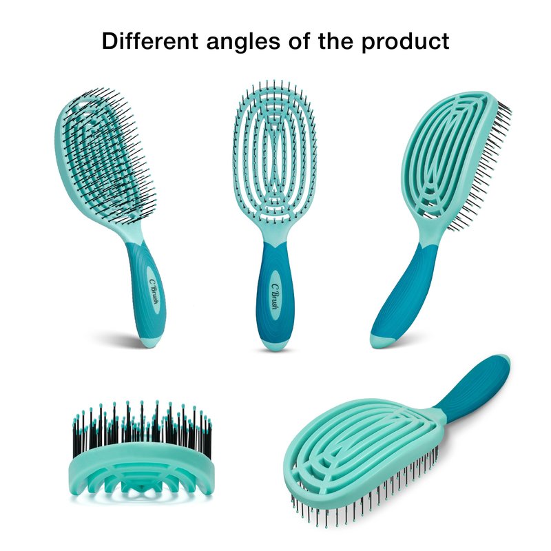 NuWay C Brush Scalp Care Detangling Hair Brush – Gentle Scalp Massage & Easy Detangling for Wet or Dry Hair, Everyday Hairbrush for Healthy Looking Hair (Turquoise)