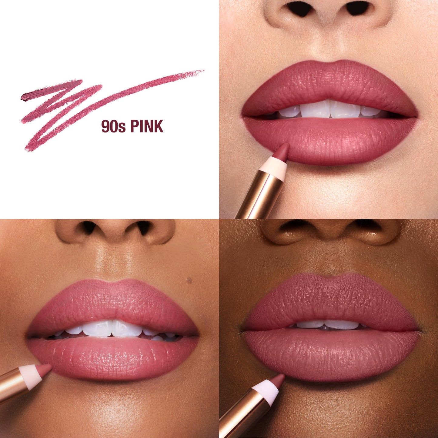 Charlotte Tilbury Lip Cheat Lip Liner Pencil - Creamy Fuller-Looking Lip Pencil with Jojoba Oil & Hyaluronic Acid - Waterproof, Smudge-Proof & Transfer-Proof - 6H Wear - 90's Pink
