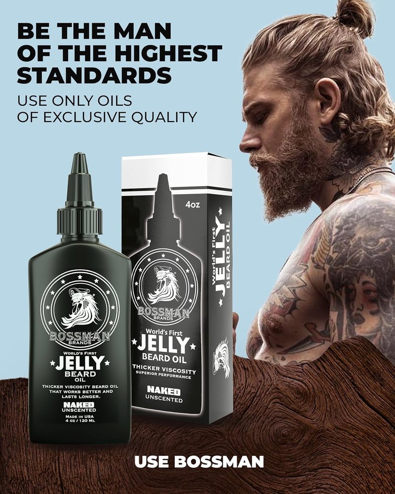 Beard Oil Jelly and Relaxing Beard Balm Combo - Naked Scent for Soft, Manageable Facial Hair