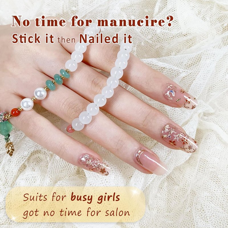 Semi Cured Gel Nail Strips - Oriental Design, Long-Lasting & Easy to Apply | Perfect for Beginners