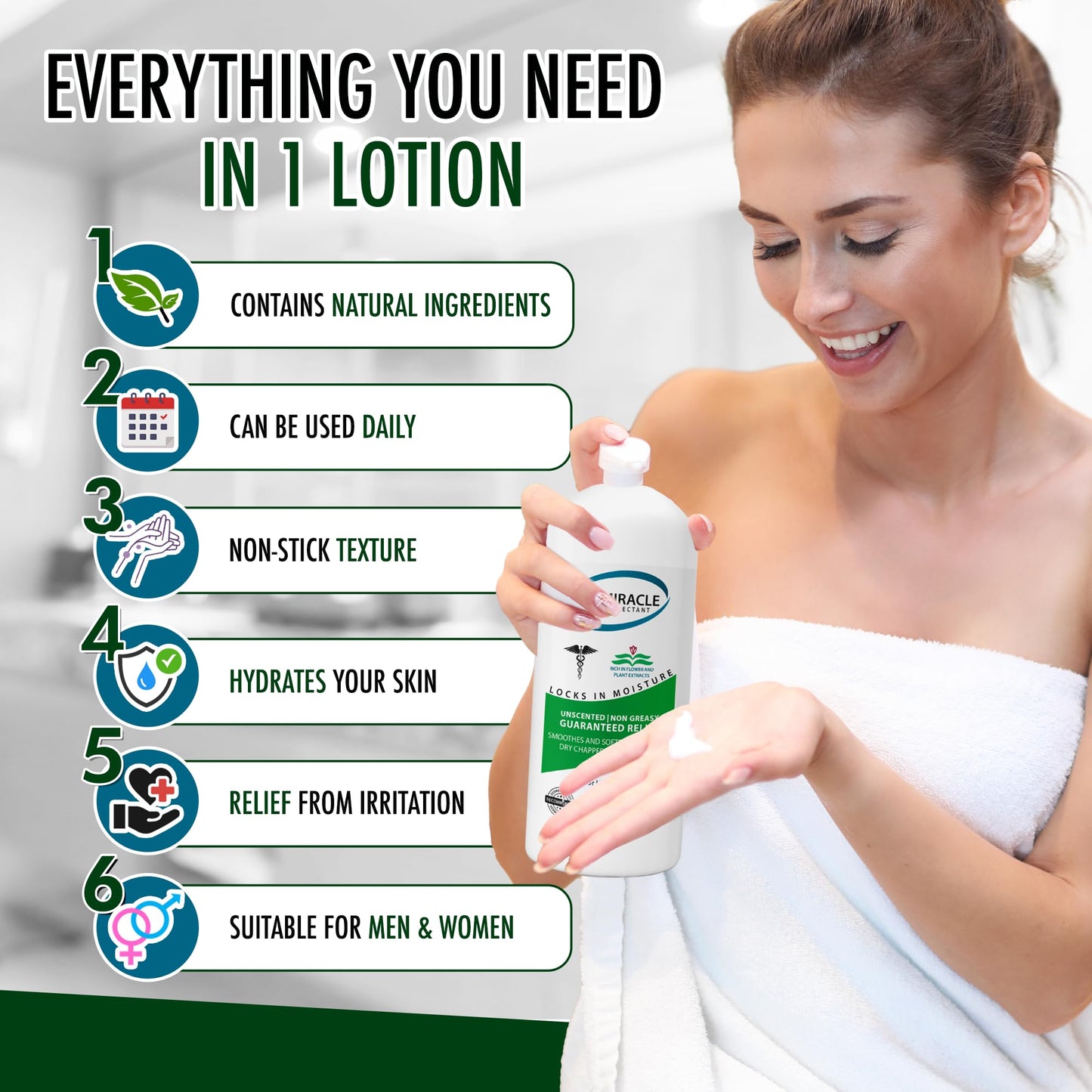 GLY MIRACLE Fragrance-Free Non-Greasy Body Lotion, 16 oz High-Glycerin Moisturizer for Sensitive, Extremely Dry Skin, Hands, Feet & Body