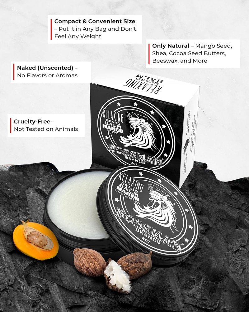 Beard Oil Jelly and Relaxing Beard Balm Combo - Naked Scent for Soft, Manageable Facial Hair