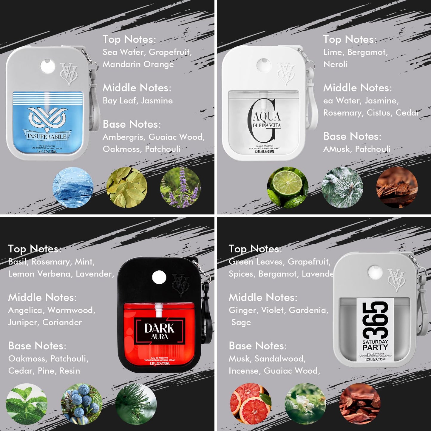 OFUN Perfumes Gift Set for Men, Men's Cologne 4x35ml Long-Lasting Eau de Parfum Collection for Birthday Father's Day Christmas Pocket Size Cologne Sampler Set