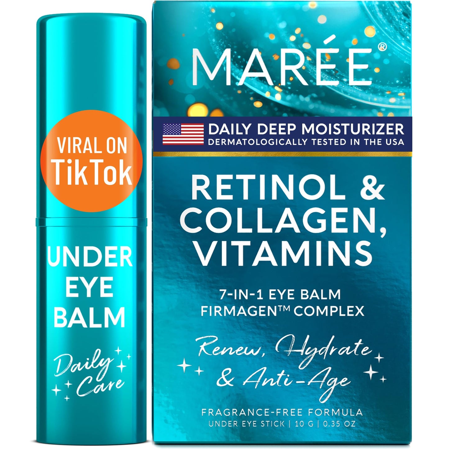MAREE Under Eye Balm Stick with Retinol & Ceramide Complex – Facial Moisturizer for Dark Circles & Wrinkles – Under Eye Brightener Stick, Anti-Wrinkle Hydrating Face Skincare