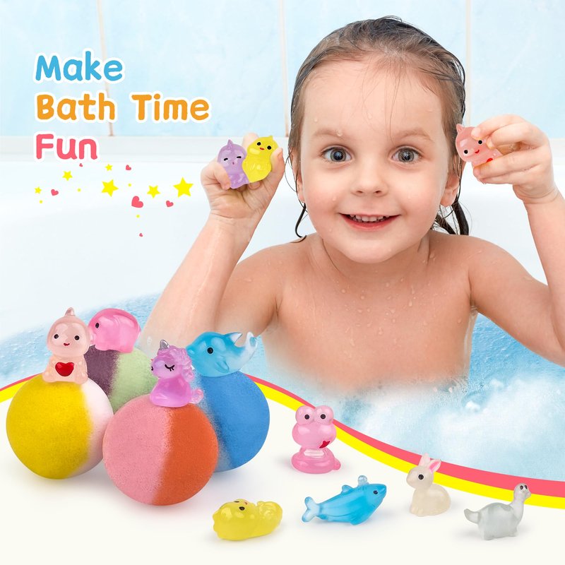 Yekery Bath Bombs for Kids with Toy Inside, 30 PCS Natrual and Organic Bubble Bath Bombs with Glow-in-The-Dark Surprise Inside, Perfect Handmade Birthday, Party, for Boys and Girls.
